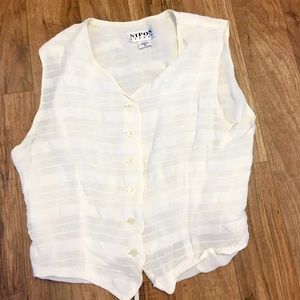Ivory Button Vest Blouse